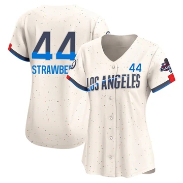 Women's Los Angeles Dodgers Darryl Strawberry ＃44 Cream Limited 2024 City Connect World Series Champions Jersey
