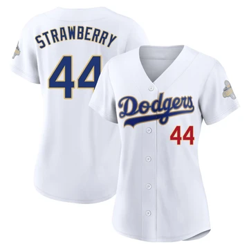 Women's Los Angeles Dodgers Darryl Strawberry ＃44 Gold Limited White 2026 Collection Stadium Jersey
