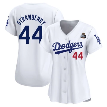 Women's Los Angeles Dodgers Darryl Strawberry ＃44 White Limited Home 2024 World Series Jersey