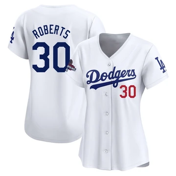 Women's Los Angeles Dodgers Dave Roberts ＃30 White Limited Home 2024 World Series Champions Jersey