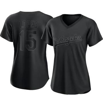 Women's Los Angeles Dodgers Davey Lopes ＃15 Black Replica Pitch Fashion Jersey