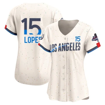 Women's Los Angeles Dodgers Davey Lopes ＃15 Cream Limited 2024 City Connect World Series Champions Jersey