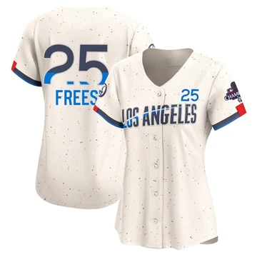 Women's Los Angeles Dodgers David Freese ＃25 Cream Limited 2024 City Connect World Series Champions Jersey