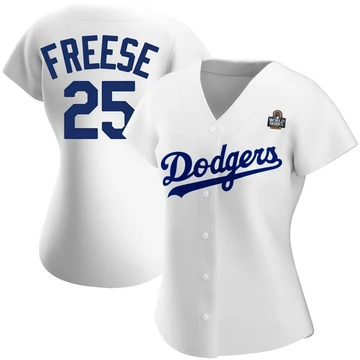 Women's Los Angeles Dodgers David Freese ＃25 White Replica Home 2024 World Series Jersey