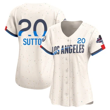 Women's Los Angeles Dodgers Don Sutton ＃20 Cream Limited 2024 City Connect World Series Champions Jersey
