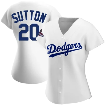 Women's Los Angeles Dodgers Don Sutton ＃20 White Replica Home 2024 World Series Champions Jersey