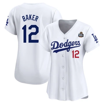 Women's Los Angeles Dodgers Dusty Baker ＃12 White Limited Home 2024 World Series Jersey