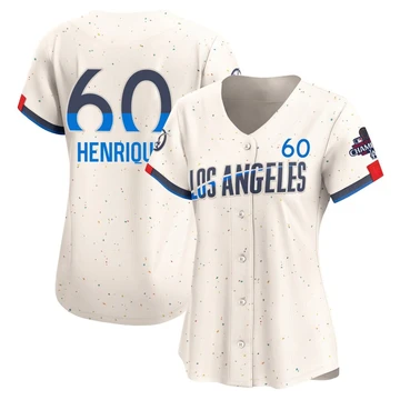 Women's Los Angeles Dodgers Edgardo Henriquez ＃60 Cream Limited 2024 City Connect World Series Champions Jersey