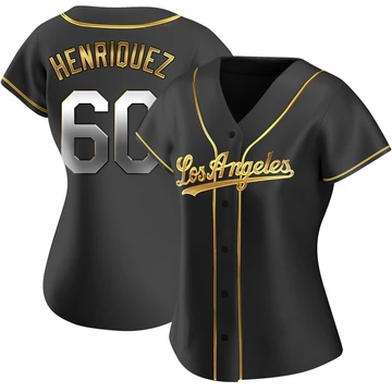 Women's Los Angeles Dodgers Edgardo Henriquez ＃60 Gold Replica Black en Alternate Jersey