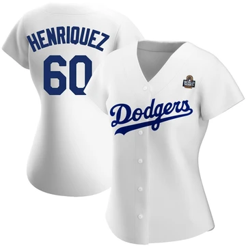 Women's Los Angeles Dodgers Edgardo Henriquez ＃60 White Replica Home 2024 World Series Jersey