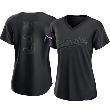 Women's Los Angeles Dodgers Edwin Diaz ＃3 Black Replica Pitch Fashion 2024 World Series Champions Jersey