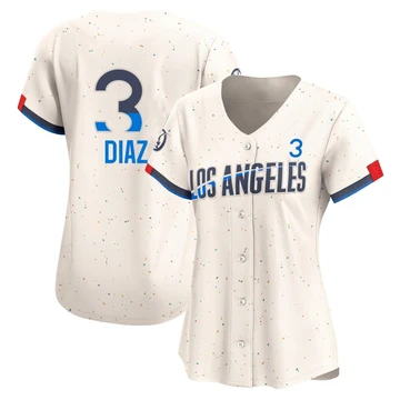 Women's Los Angeles Dodgers Edwin Diaz ＃3 Cream Limited 2024 City Connect Jersey