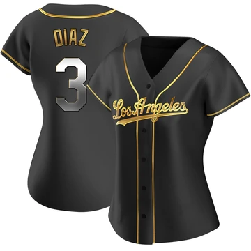 Women's Los Angeles Dodgers Edwin Diaz ＃3 Gold Replica Black en Alternate Jersey