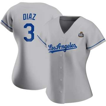 Women's Los Angeles Dodgers Edwin Diaz ＃3 Gray Authentic Road 2024 World Series Jersey