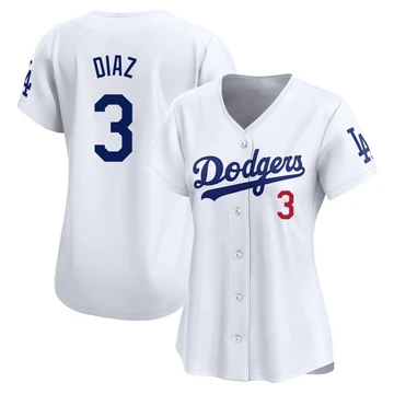 Women's Los Angeles Dodgers Edwin Diaz ＃3 White Limited Home Jersey