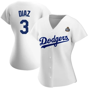 Women's Los Angeles Dodgers Edwin Diaz ＃3 White Replica Home 2024 World Series Jersey
