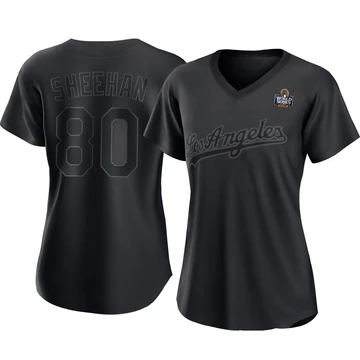 Women's Los Angeles Dodgers Emmet Sheehan ＃80 Black Authentic Pitch Fashion 2024 World Series Jersey