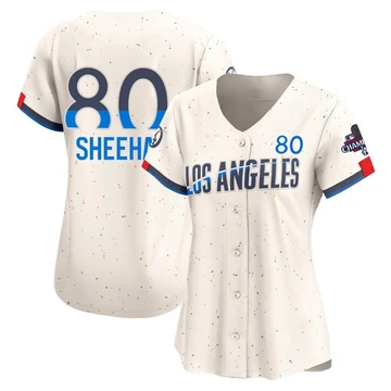Women's Los Angeles Dodgers Emmet Sheehan ＃80 Cream Limited 2024 City Connect World Series Champions Jersey