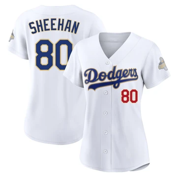 Women's Los Angeles Dodgers Emmet Sheehan ＃80 Gold Limited White 2026 Collection Stadium Jersey