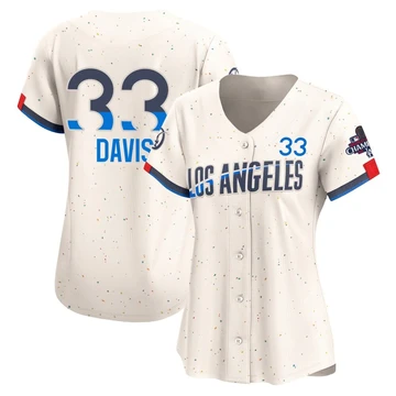Women's Los Angeles Dodgers Eric Davis ＃33 Cream Limited 2024 City Connect World Series Champions Jersey