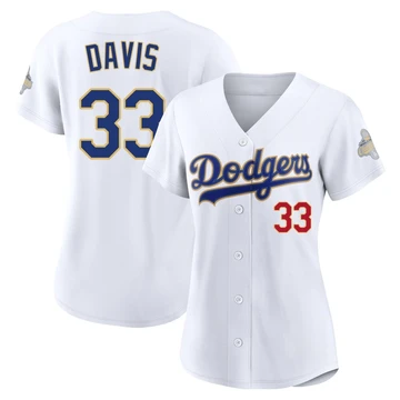 Women's Los Angeles Dodgers Eric Davis ＃33 Gold Limited White 2026 Collection Stadium Jersey