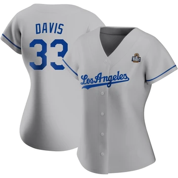 Women's Los Angeles Dodgers Eric Davis ＃33 Gray Authentic Road 2024 World Series Jersey