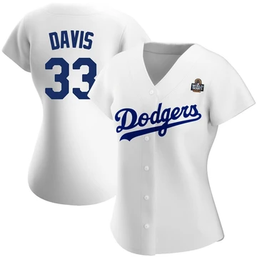 Women's Los Angeles Dodgers Eric Davis ＃33 White Authentic Home 2024 World Series Jersey