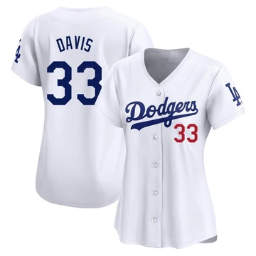Women's Los Angeles Dodgers Eric Davis ＃33 White Limited Home Jersey