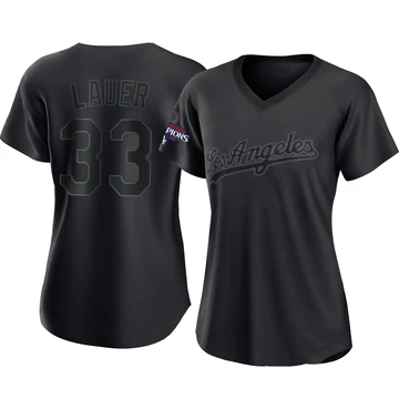 Women's Los Angeles Dodgers Eric Lauer ＃33 Black Authentic Pitch Fashion 2024 World Series Champions Jersey