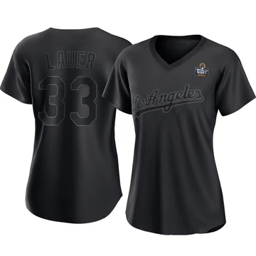 Women's Los Angeles Dodgers Eric Lauer ＃33 Black Authentic Pitch Fashion 2024 World Series Jersey