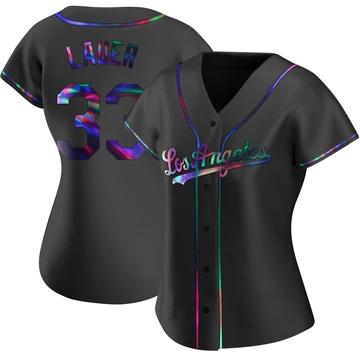 Women's Los Angeles Dodgers Eric Lauer ＃33 Black Replica Holographic Alternate Jersey