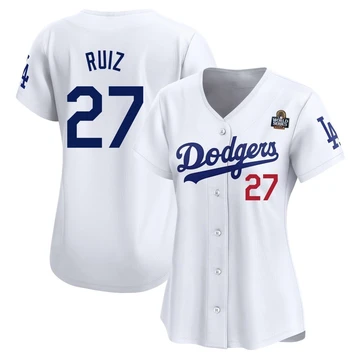 Women's Los Angeles Dodgers Esteury Ruiz ＃27 White Limited Home 2024 World Series Jersey
