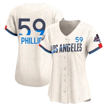 Women's Los Angeles Dodgers Evan Phillips ＃59 Cream Limited 2024 City Connect World Series Champions Jersey