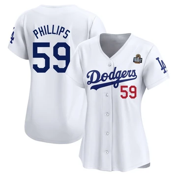 Women's Los Angeles Dodgers Evan Phillips ＃59 White Limited Home 2024 World Series Jersey