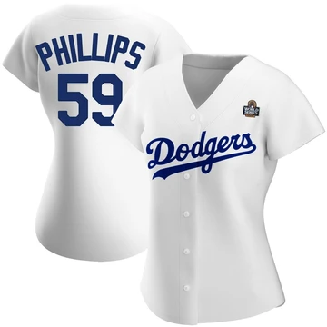 Women's Los Angeles Dodgers Evan Phillips ＃59 White Replica Home 2024 World Series Jersey