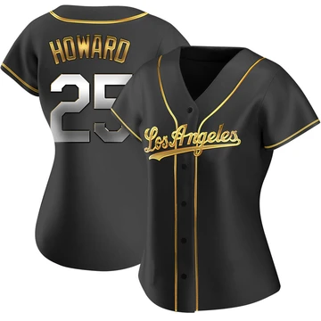 Women's Los Angeles Dodgers Frank Howard ＃25 Gold Replica Black en Alternate Jersey