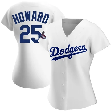 Women's Los Angeles Dodgers Frank Howard ＃25 White Authentic Home 2024 World Series Champions Jersey