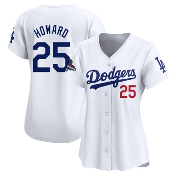 Women's Los Angeles Dodgers Frank Howard ＃25 White Limited Home 2024 World Series Champions Jersey