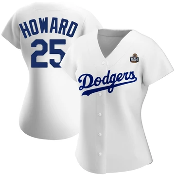 Women's Los Angeles Dodgers Frank Howard ＃25 White Replica Home 2024 World Series Jersey