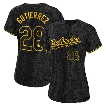 Women's Los Angeles Dodgers Franklin Gutierrez ＃28 Black Replica Snake Skin City Jersey