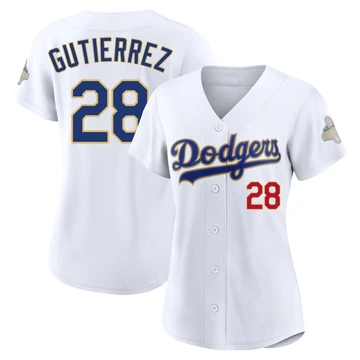 Women's Los Angeles Dodgers Franklin Gutierrez ＃28 Gold Limited White 2026 Collection Stadium Jersey