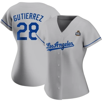 Women's Los Angeles Dodgers Franklin Gutierrez ＃28 Gray Authentic Road 2024 World Series Jersey