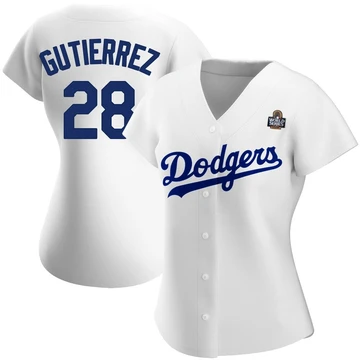 Women's Los Angeles Dodgers Franklin Gutierrez ＃28 White Replica Home 2024 World Series Jersey