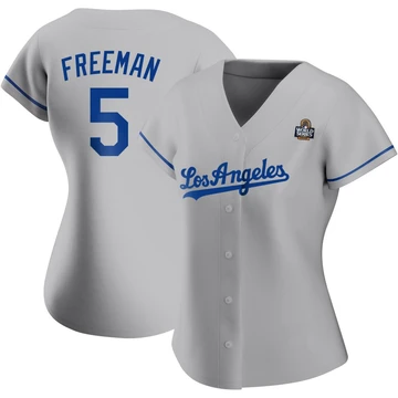 Women's Los Angeles Dodgers Freddie Freeman ＃5 Gray Replica Road 2024 World Series Jersey