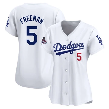 Women's Los Angeles Dodgers Freddie Freeman ＃5 White Limited Home 2024 World Series Champions Jersey