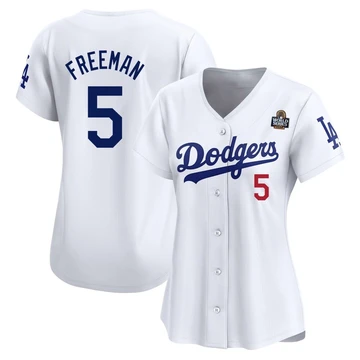 Women's Los Angeles Dodgers Freddie Freeman ＃5 White Limited Home 2024 World Series Jersey