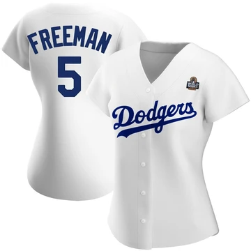 Women's Los Angeles Dodgers Freddie Freeman ＃5 White Replica Home 2024 World Series Jersey