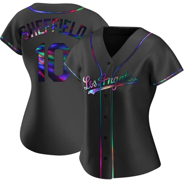 Women's Los Angeles Dodgers Gary Sheffield ＃10 Black Replica Holographic Alternate Jersey