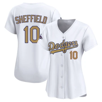 Women's Los Angeles Dodgers Gary Sheffield ＃10 Gold Limited White 2025 Collection Jersey