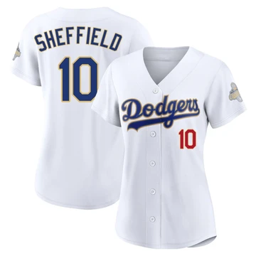 Women's Los Angeles Dodgers Gary Sheffield ＃10 Gold Limited White 2026 Collection Stadium Jersey